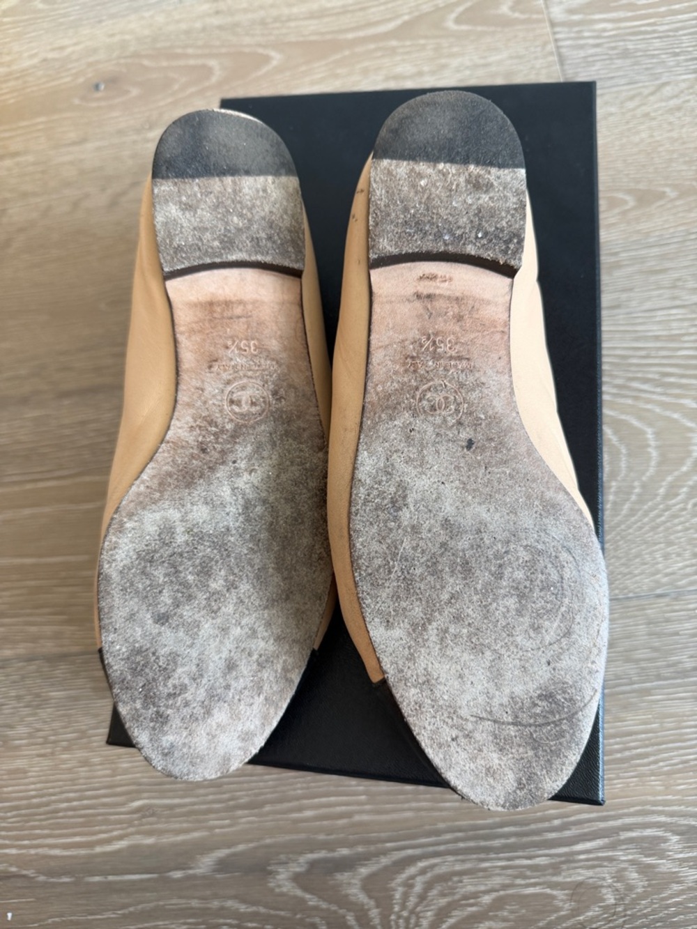 Chanel Beige and Black Ballet Flats - Picture 10 of 10